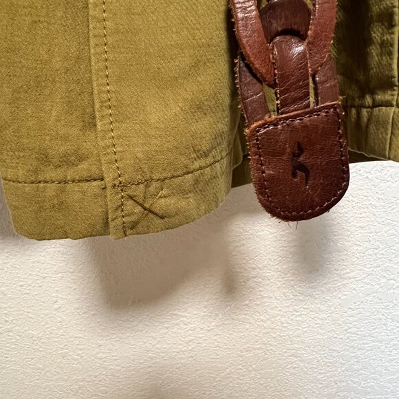 H&M Linen Blend Green Utility Jacket w Braided Leather Holister Belt Size 2 - Picture 10 of 16